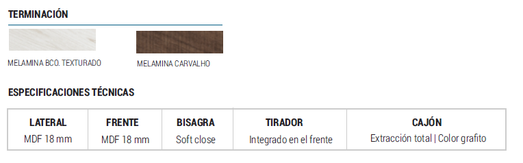 Muebles Schneider - Linea: Aqua - VANITORY 60 AQUA Color: CARVALHO - V60AQC