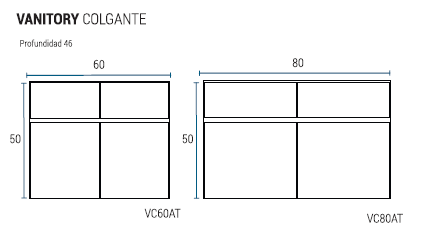 Muebles Schneider - Linea: Atenas - VANITORY COLGANTE 80 ATENAS Color: WENGUE - VC80ATW