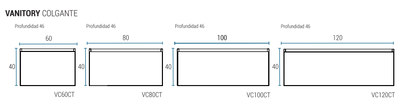 Muebles Schneider - Linea: City - VANITORY COLGANTE 100 CITY PVC Color: CALIFORNIA - VC100CTC