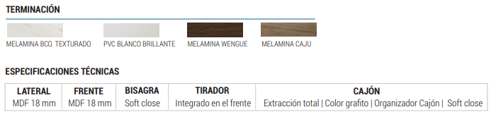 Muebles Schneider - Linea: Nature - VANITORY 70 NATURE Color: CAJU - V70NACAJ
