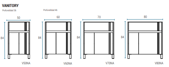 Muebles Schneider - Linea: Nature - VANITORY 80 NATURE Color: CAJU - V80NACAJ