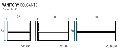 Muebles Schneider - Linea: Nature - VANITORY COLGANTE 100 PIANO Color: CAJU - VC100PIC