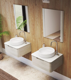 [V2C60UNA] Muebles Schneider - Linea: UNIQUE - Vanitory colgante c/tapa 60 cm - 2 cajones - Color: Artico